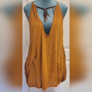Free People Mustard Sleeveless Tank Top
